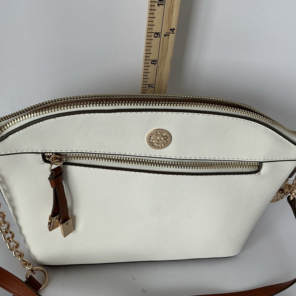 Anne Klein Crossbody‎ Bag Cream Brown Colorblock Chain Strap - Picture 10 of 13